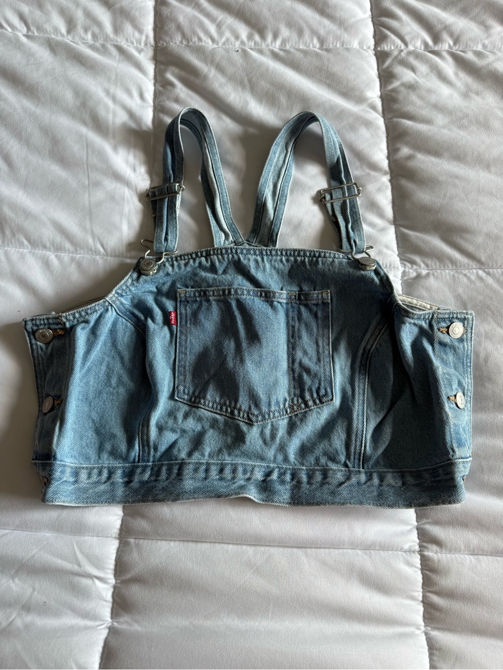 Levi's Light Blue Denim Overall Top with Logo Patch